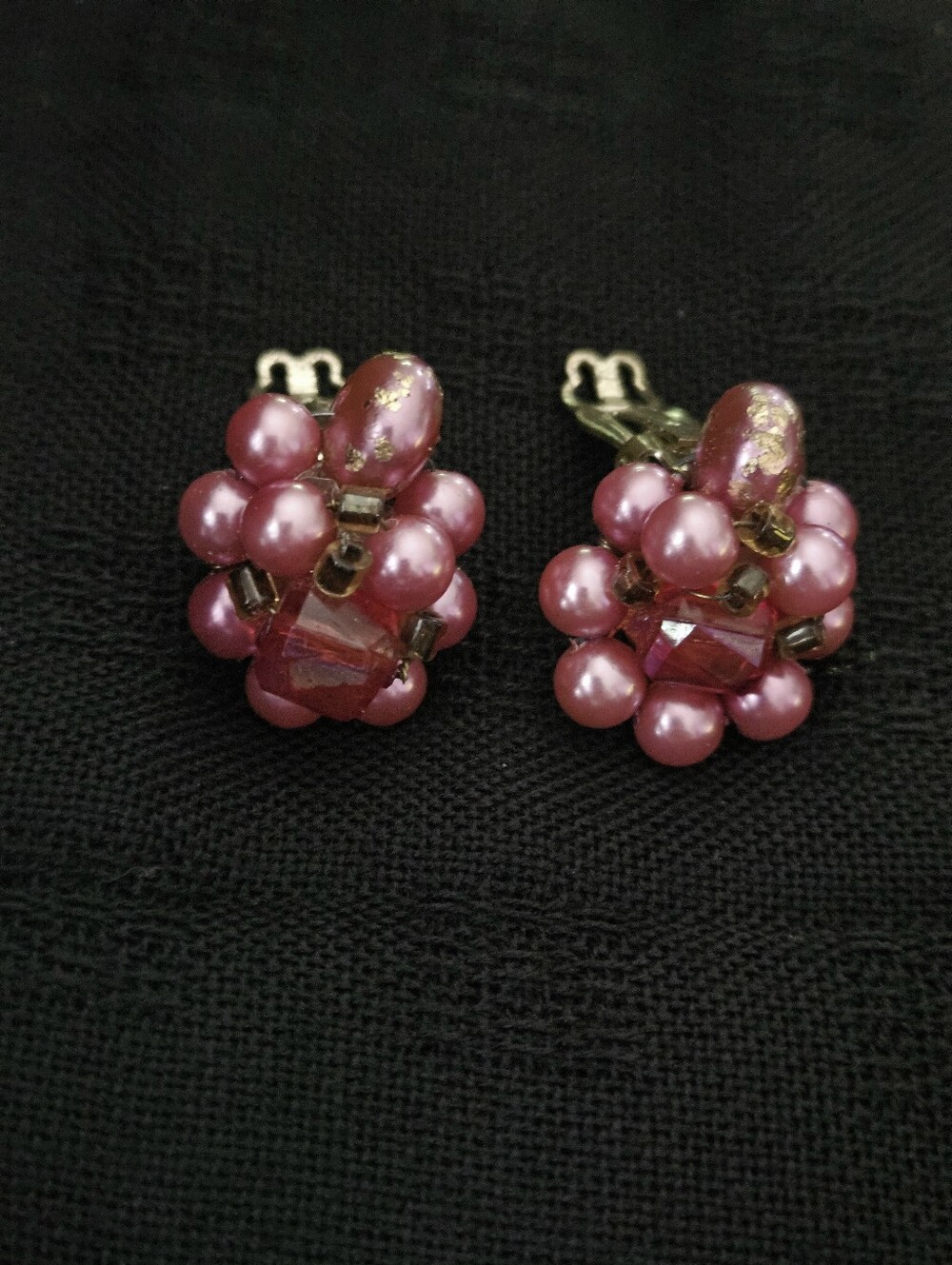 Vintage Pink Cluster Clip-On 1950's Earring